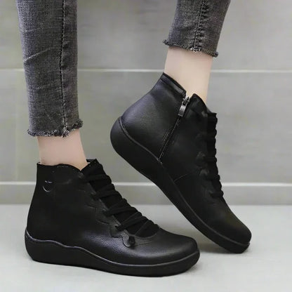 Side-Zip Ankle Boots for Women with Round Toe and Block Heel Design