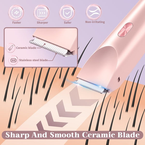 Electric Bikini Trimmer for Women with Dual Heads, Wet and Dry Use