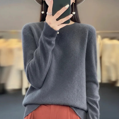 Cashmere Crewneck Pullover Sweater for Women
