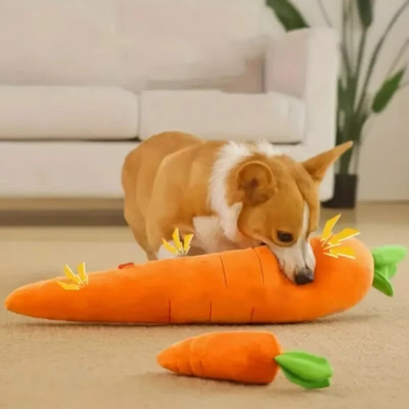 Oversized Plush Carrot Dog Toy with Sound for Puppies and Adult Dogs