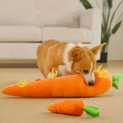 Oversized Plush Carrot Dog Toy with Sound for Puppies and Adult Dogs