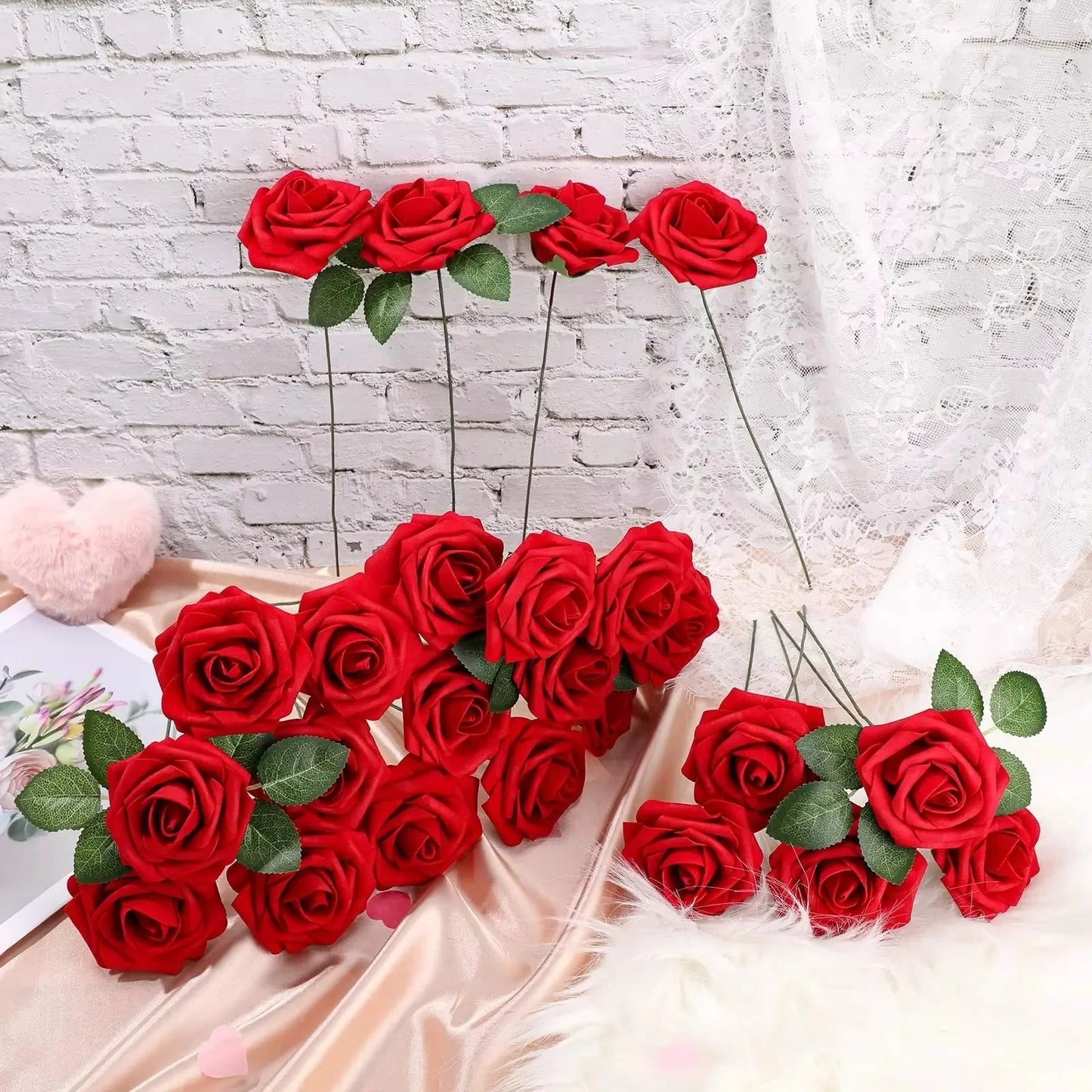 Artificial Red Rose Stems for Centerpieces Weddings and Home Decor