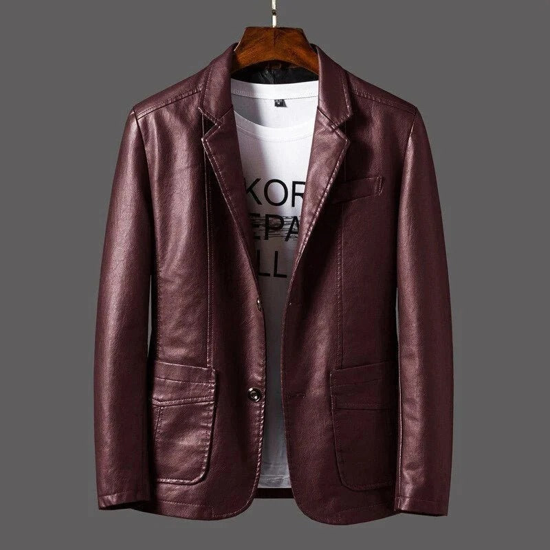 Mens Classic Leather Jacket with Retro Design