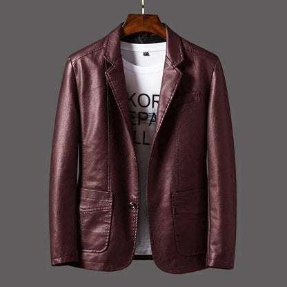 Mens Classic Leather Jacket with Retro Design