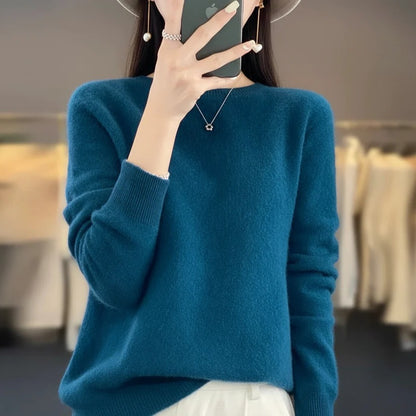 Cashmere Crewneck Pullover Sweater for Women