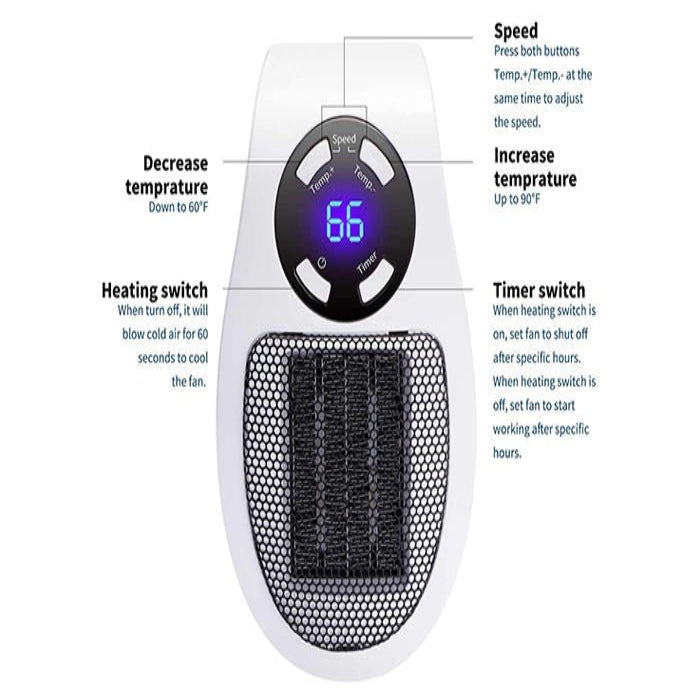 Energy Efficient Top Heat Portable Space Heater Safety Tip Over