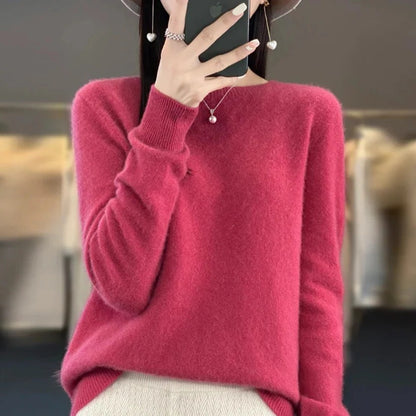 Cashmere Crewneck Pullover Sweater for Women