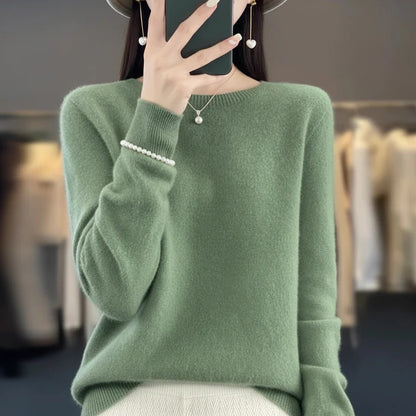 Cashmere Crewneck Pullover Sweater for Women