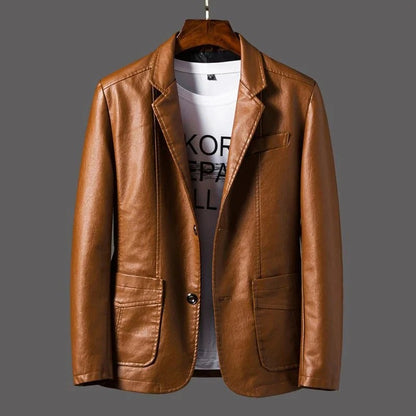 Mens Classic Leather Jacket with Retro Design