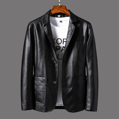 Mens Classic Leather Jacket with Retro Design