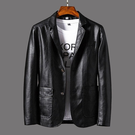 Mens Classic Leather Jacket with Retro Design