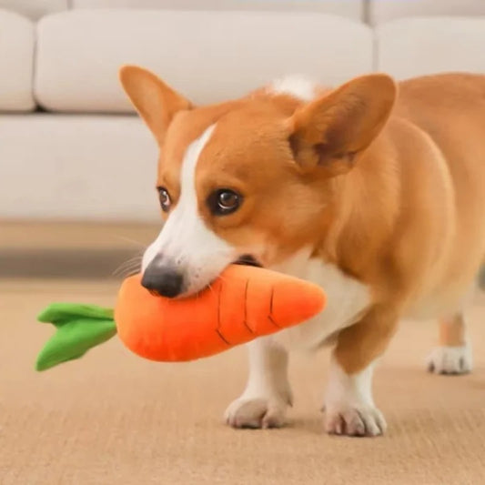Oversized Plush Carrot Dog Toy with Sound for Puppies and Adult Dogs