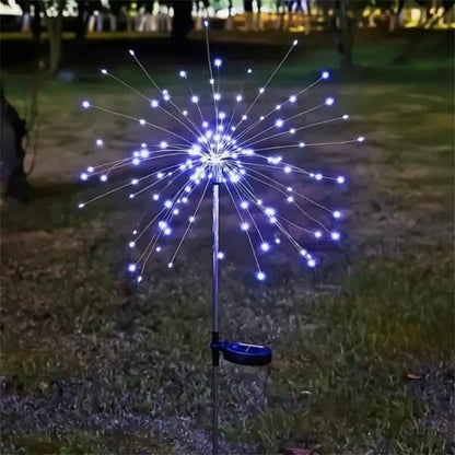 Solar Powered Fireworks Design Garden Stake Light with 90 and 150 LED Waterproof Outdoor Display