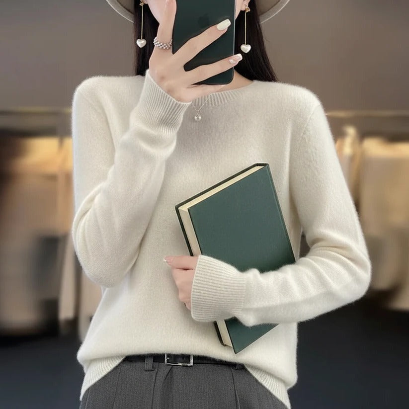 Cashmere Crewneck Pullover Sweater for Women