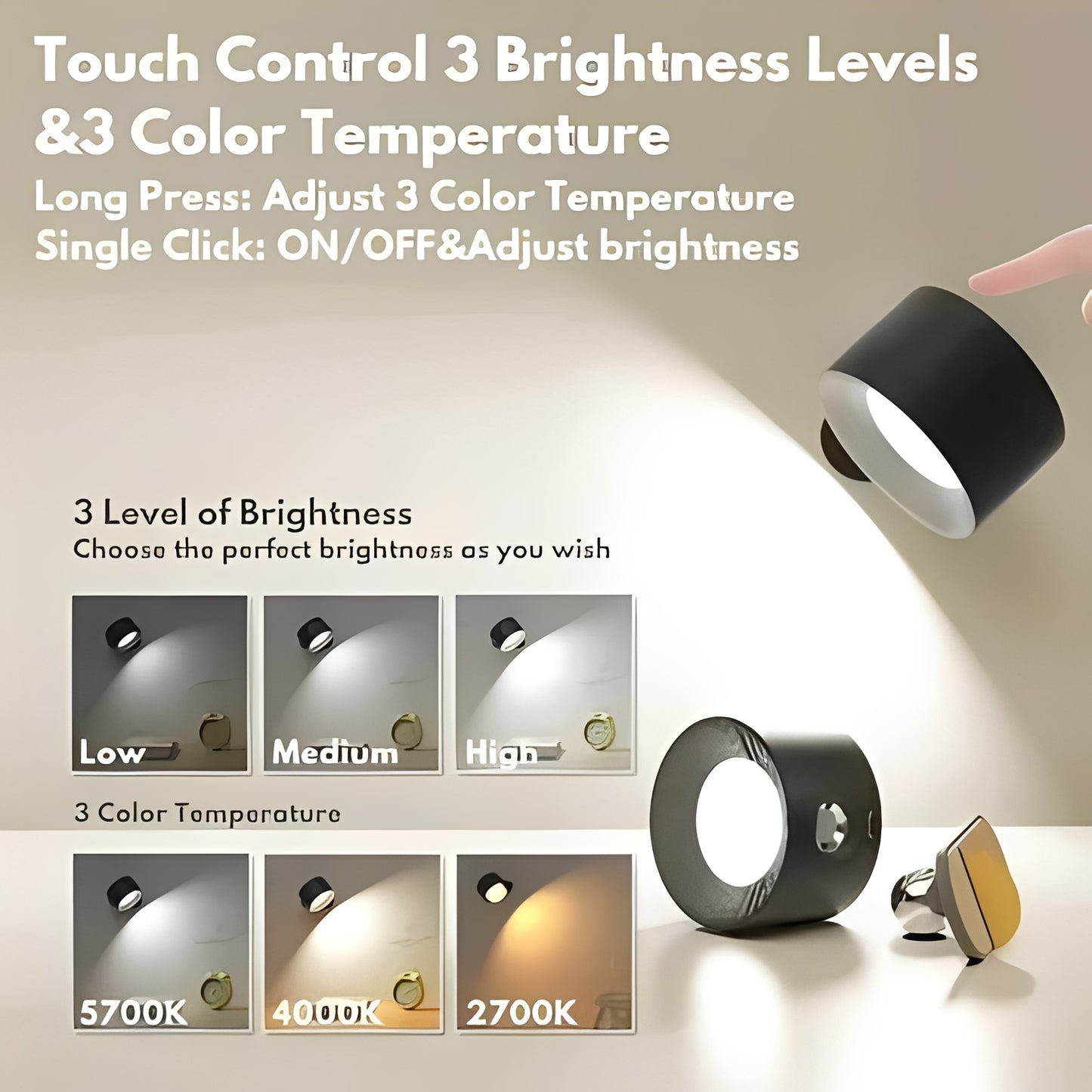Rechargeable LED Wall Light with 360 Degree Swivel