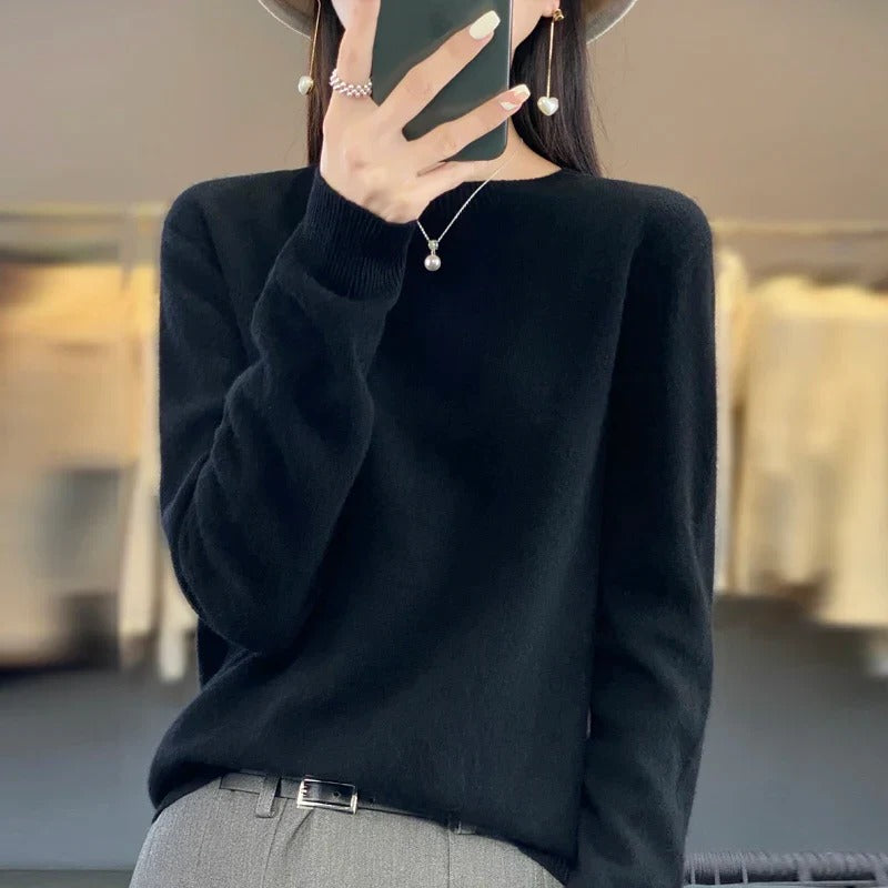 Cashmere Crewneck Pullover Sweater for Women