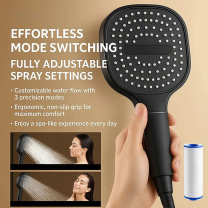 Filtered Shower Head with Adjustable Spray Modes