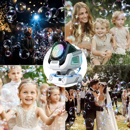 Electric Bubble Machine with RGB Lights and Rechargeable Battery Display