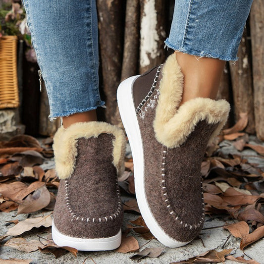 Winter Platform Ankle Boots for Women, Plush Lightweight Design