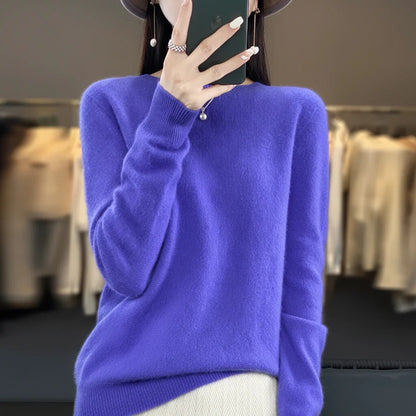 Cashmere Crewneck Pullover Sweater for Women