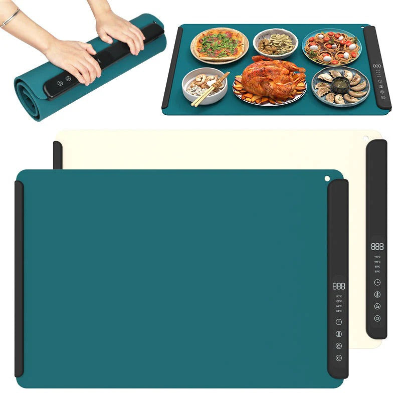 Foldable Electric Food Warming Mat with Temperature Control, and Auto Shutoff
