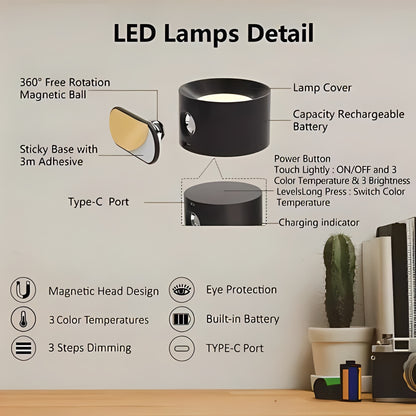 Rechargeable LED Wall Light with 360 Degree Swivel