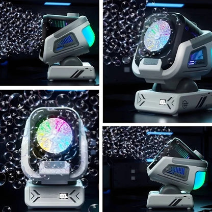 Electric Bubble Machine with RGB Lights and Rechargeable Battery Display
