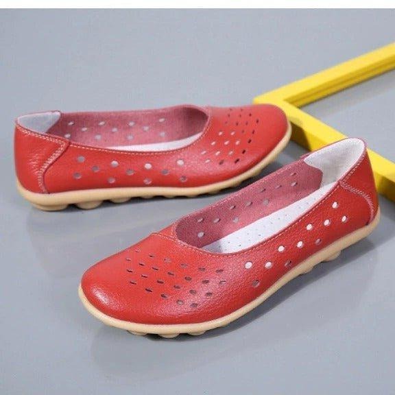 Ladies Broad Width Leather Loafer Shoes with Cushioned Sole