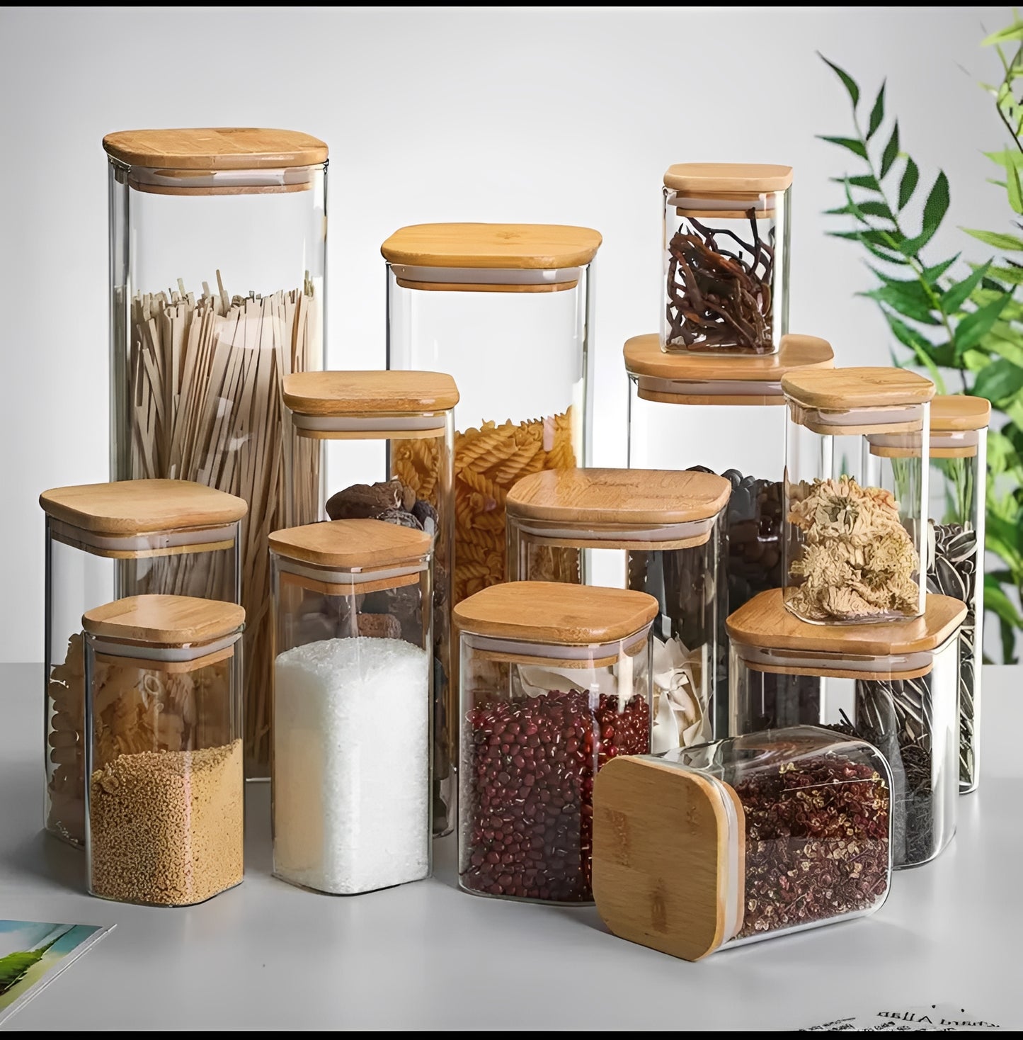 Glass Storage Jar with Bamboo Lid, Minimalist Design