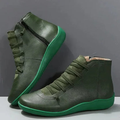 Side-Zip Ankle Boots for Women with Round Toe and Block Heel Design