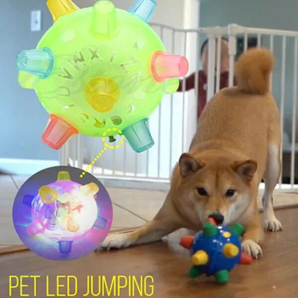 LED Jumping Ball for Dogs, Interactive Bouncing Light-Up Toy