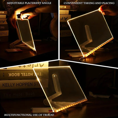 LED Acrylic Message Board with USB Power, Erasable Drawing Surface