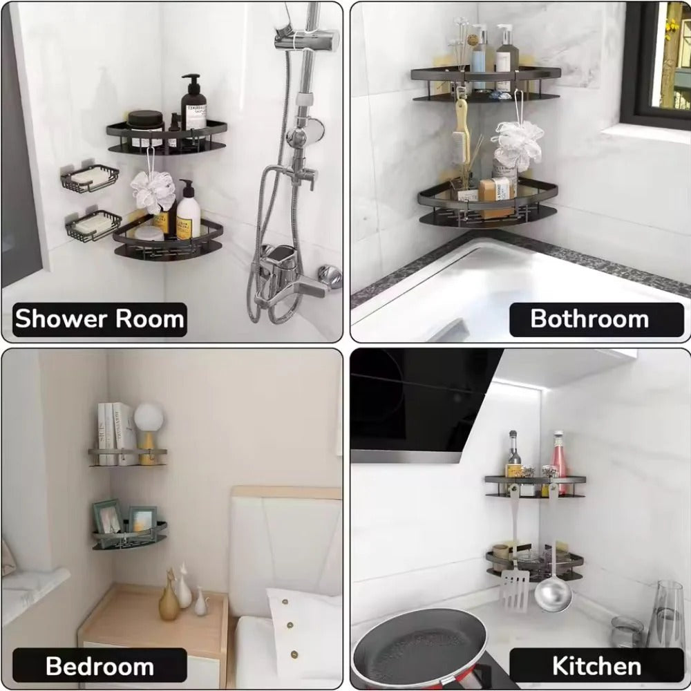 Curved Shower Caddy for Bathroom Corner Storage