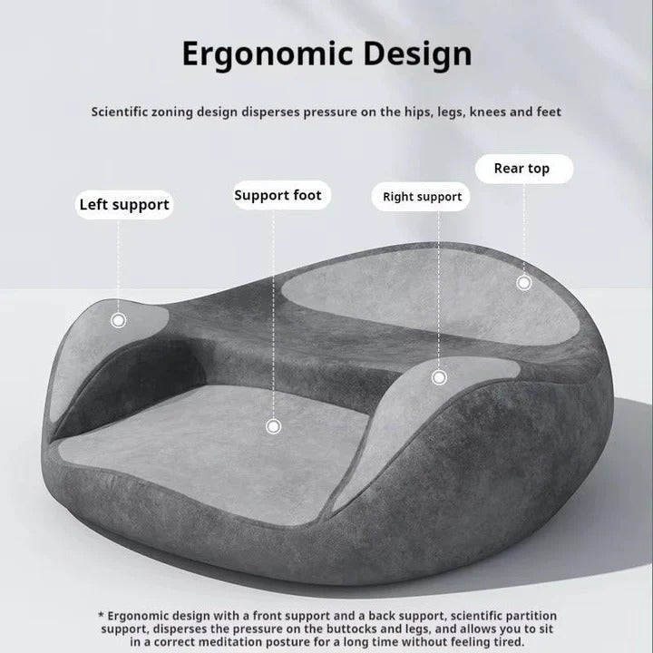 Ergonomic Floor Seat Cushion with Curved Back Support and Washable Cover and Grip Base
