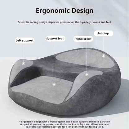 Ergonomic Floor Seat Cushion with Curved Back Support and Washable Cover and Grip Base