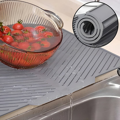 Non Slip Silicone Drying Mat with Drip Tray Design for Dishes