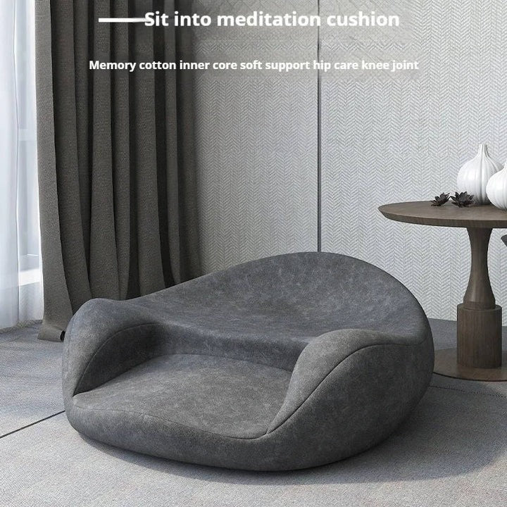 Ergonomic Floor Seat Cushion with Curved Back Support and Washable Cover and Grip Base