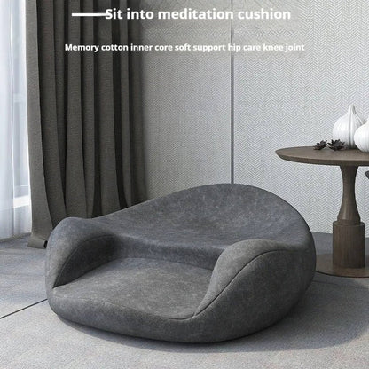 Ergonomic Floor Seat Cushion with Curved Back Support and Washable Cover and Grip Base