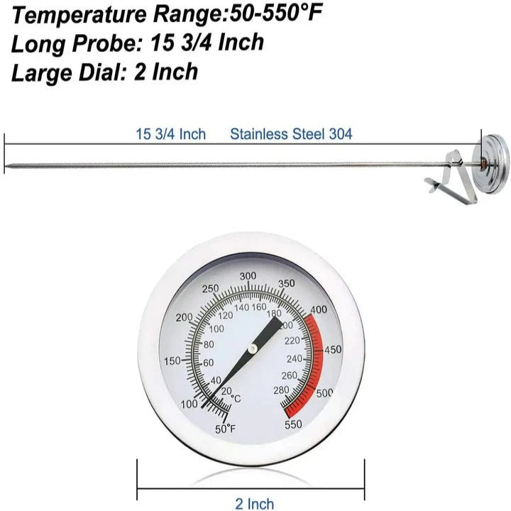 Long Probe Cooking Thermometer for Frying Candy and Oil Temps