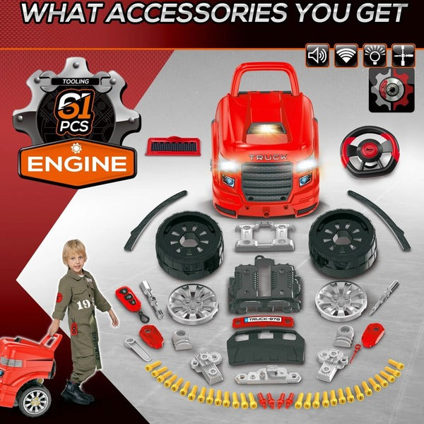 Truck Engine Toy Set, Car Maintenance Play for Kids