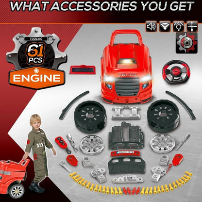 Truck Engine Toy Set, Car Maintenance Play for Kids