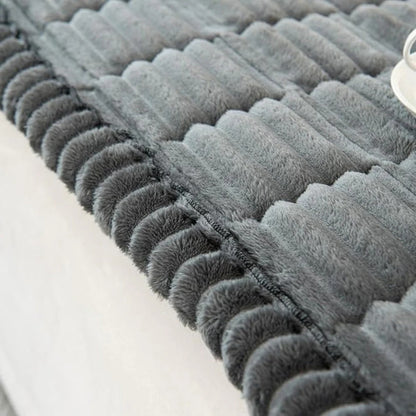 Plush Sofa Cover with Pleated Edges for Furniture Protection Support