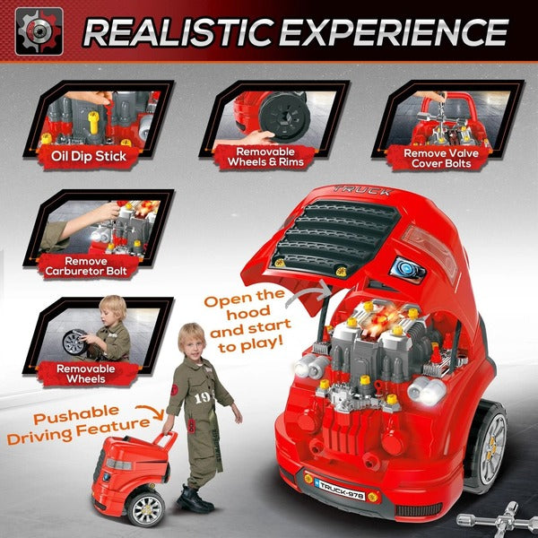 Truck Engine Toy Set, Car Maintenance Play for Kids