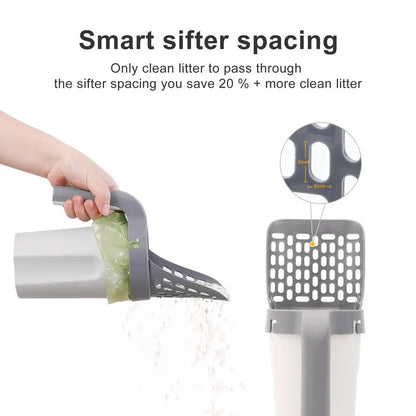 Cat Litter Scoop with Built In Waste Bin and Bag Holder Design