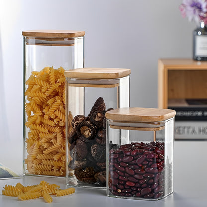 Glass Storage Jar with Bamboo Lid, Minimalist Design