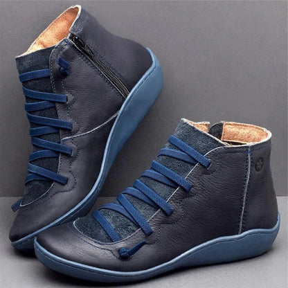 Side-Zip Ankle Boots for Women with Round Toe and Block Heel Design
