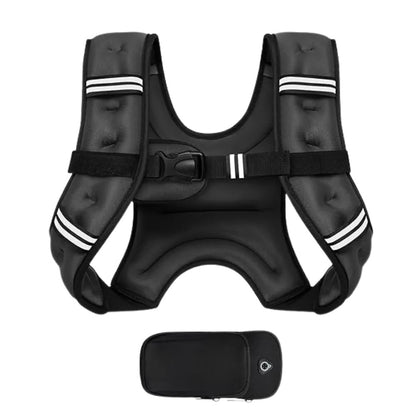 Multi Pocket Weighted Fitness Vest with Adjustable Straps and Removable Storage Pouch
