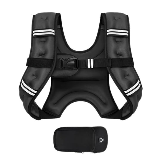 Multi Pocket Weighted Fitness Vest with Adjustable Straps and Removable Storage Pouch