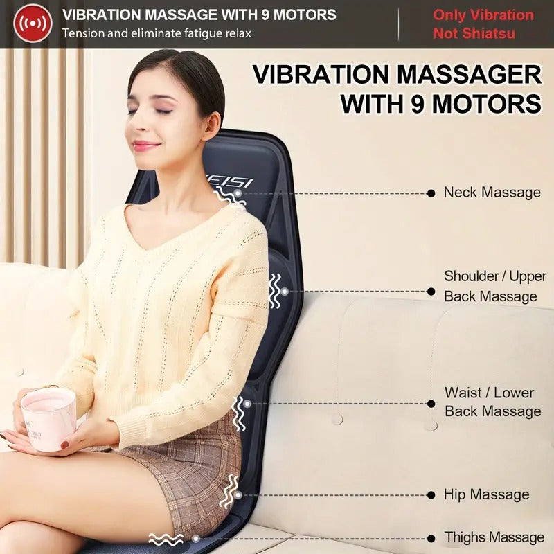 Heated Back Massager Cushion with Vibration and Lumbar Support