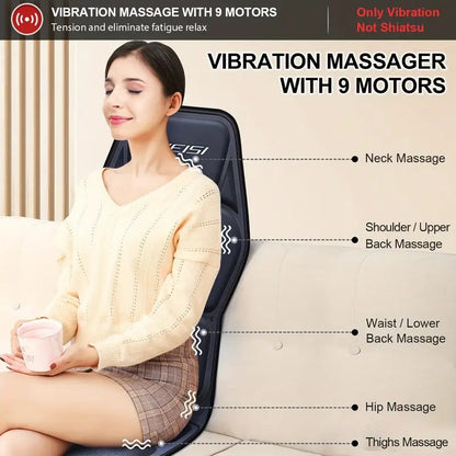 Heated Back Massager Cushion with Vibration and Lumbar Support